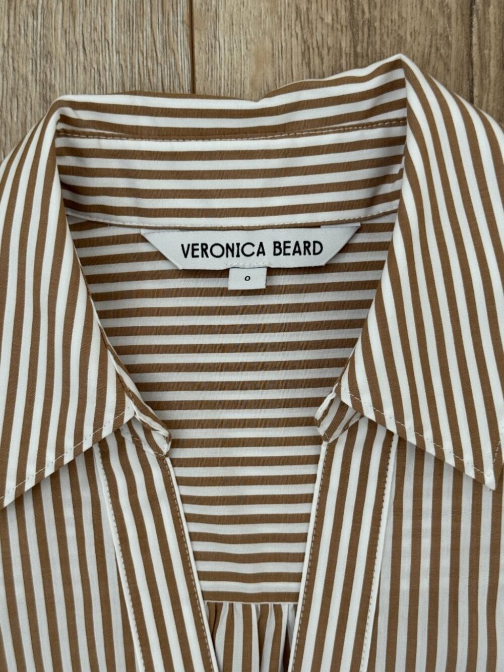 Veronica Beard Striped Cotton Waist Wrap Button Shirt Dress Acorn White Size 0 - Picture 4 of 9